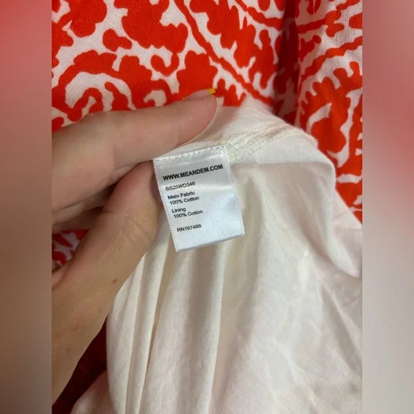 ME+EM | VGUC Cheesecloth Mono Paisley Print Maxi Dress Red Orange Cotton, US 14 - Picture 7 of 14